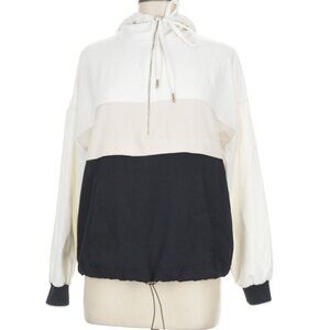 Zara color block windbreaker pullover anorak white, tan, black M